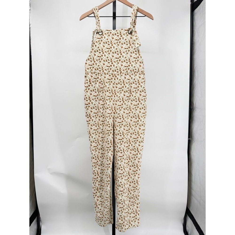 Sadie & Sage Floral Corduroy Overall Jumpsuit Tie Strap Wide Leg Cottagecore